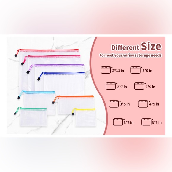 Multi-Color Mesh Zipper Pouch Set - Picture 5 of 6